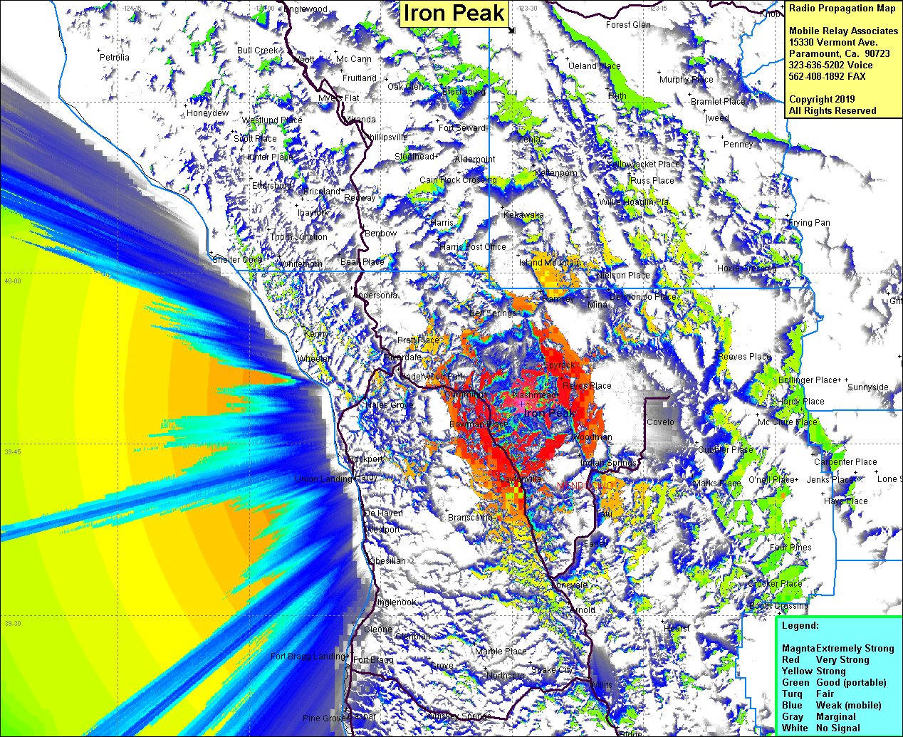 heat map radio coverage Iron Peak